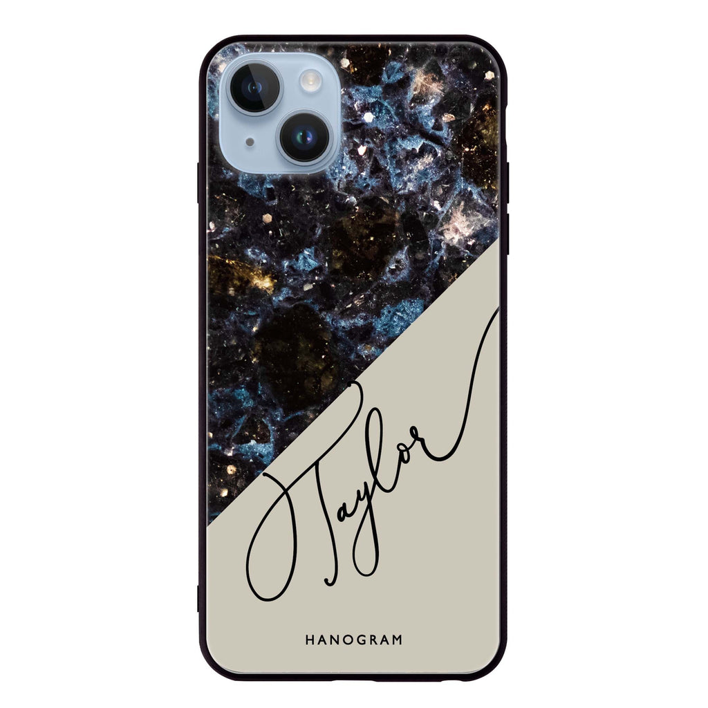 Black Marble iPhone 14 Plus Glass Case