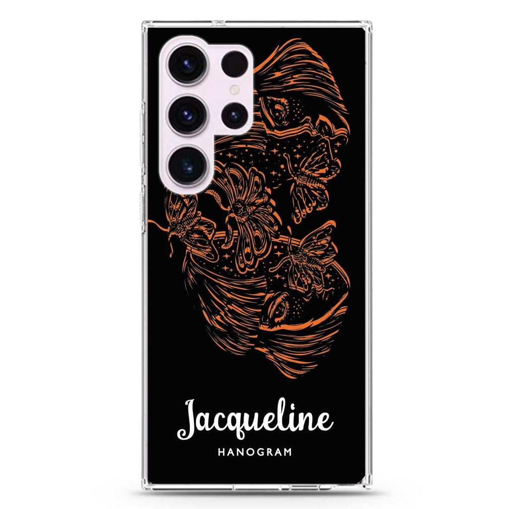 Artistic Face II personalized name Samsung Galaxy S26/S25/S24/S23/S22 Ultra ultra clear case, transparent design, main view