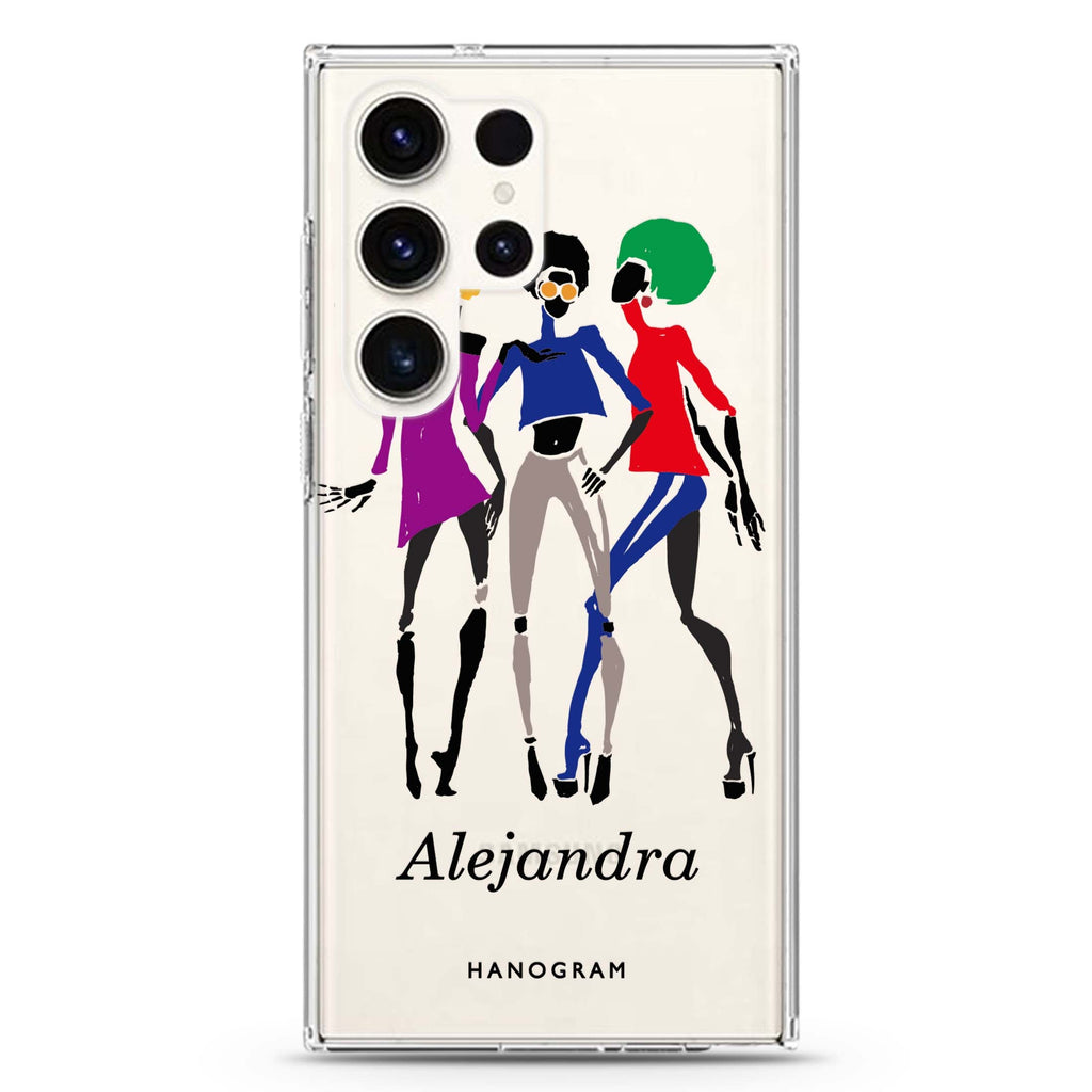 Artistic Girls personalized name Samsung Galaxy S26/S25/S24/S23/S22 Ultra ultra clear case, transparent design, main view