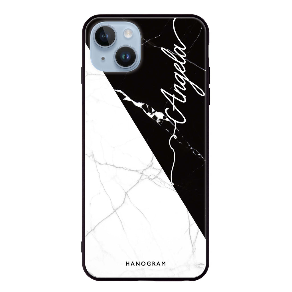Black And White Marble iPhone 14 Plus Glass Case