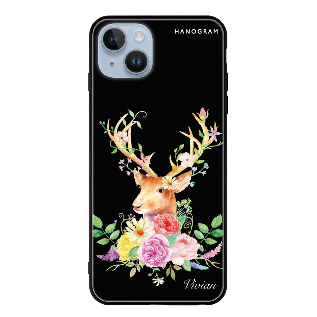 Floral & Deer iPhone 14 Plus Glass Case