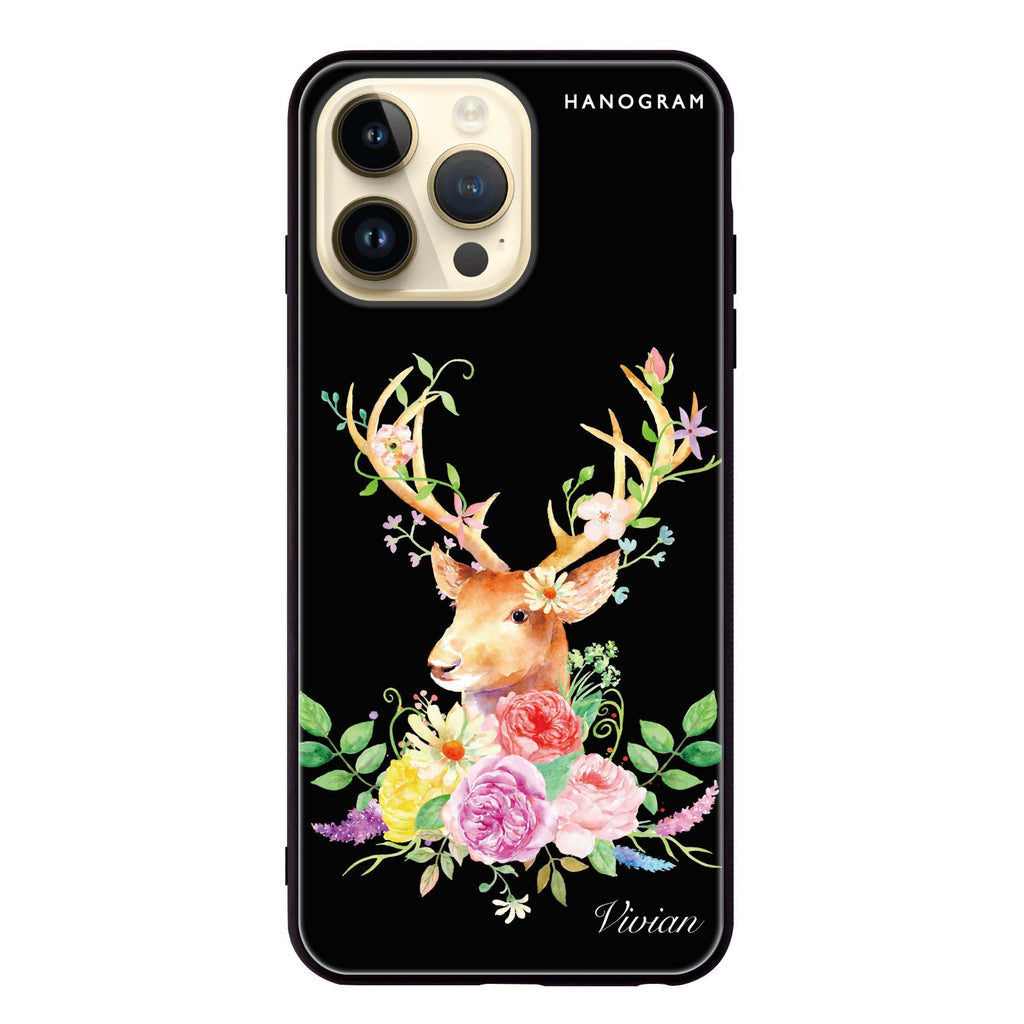 Floral & Deer iPhone 13 Pro Max Glass Case
