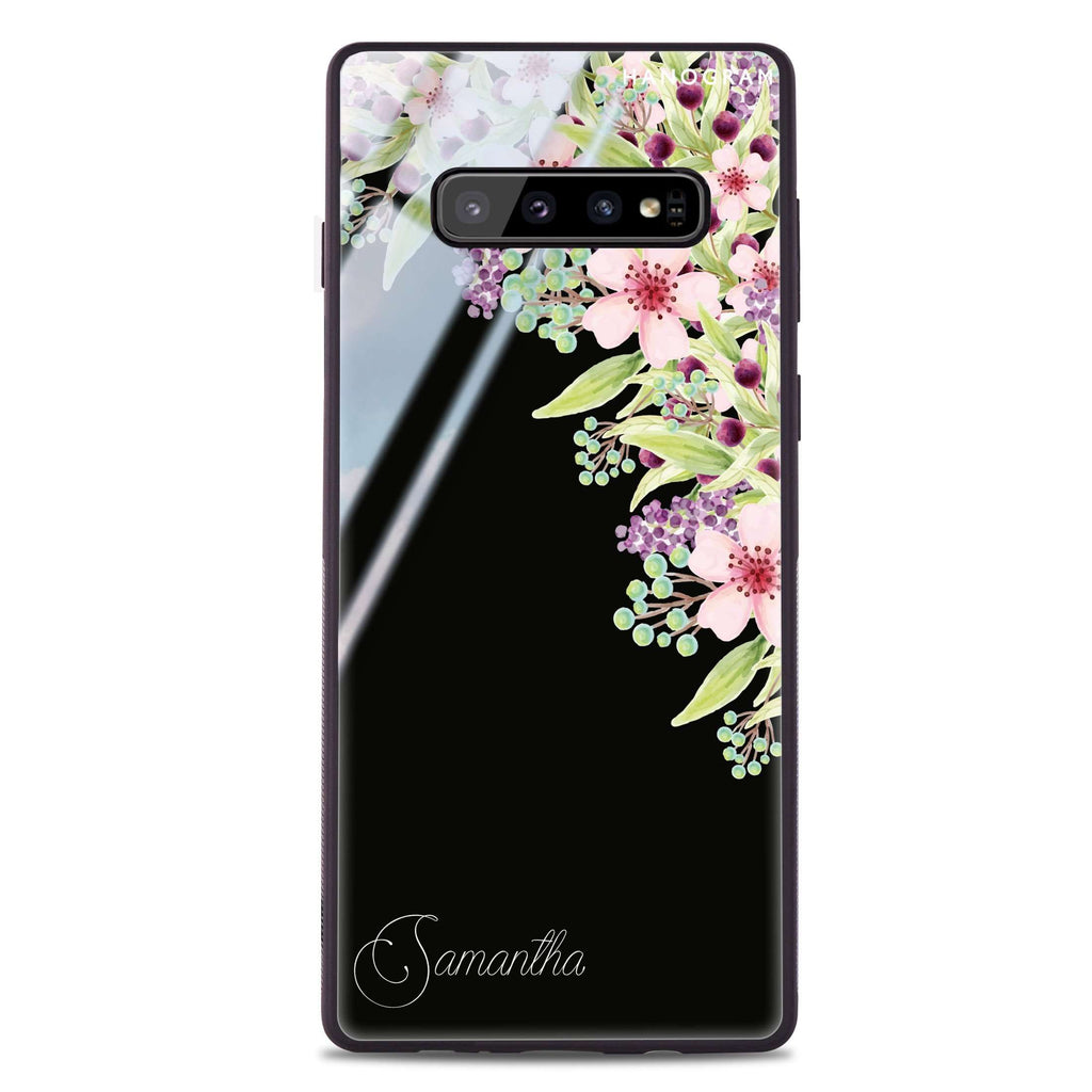Pink Flowers Samsung S10 Plus Glass Case