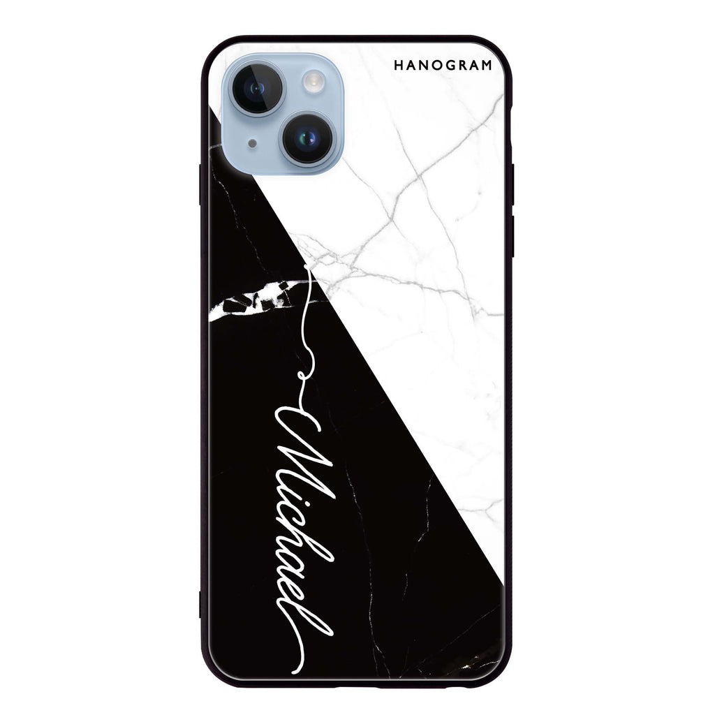 White And Black Marble iPhone 14 Plus Glass Case