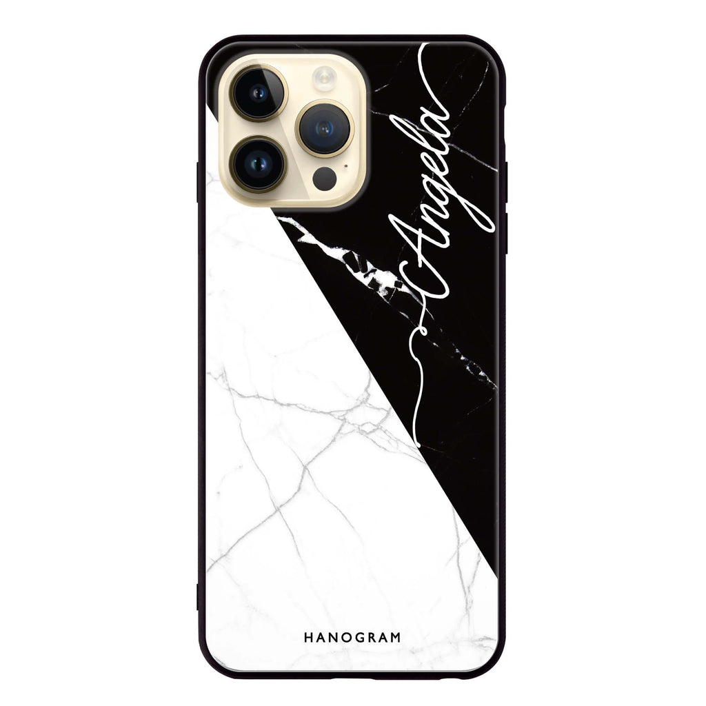 Black And White Marble iPhone 13 Pro Glass Case