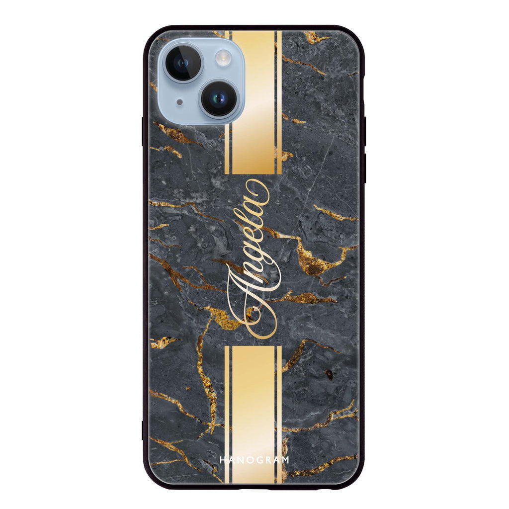 Luxury Gold Marble iPhone 14 Plus Glass Case