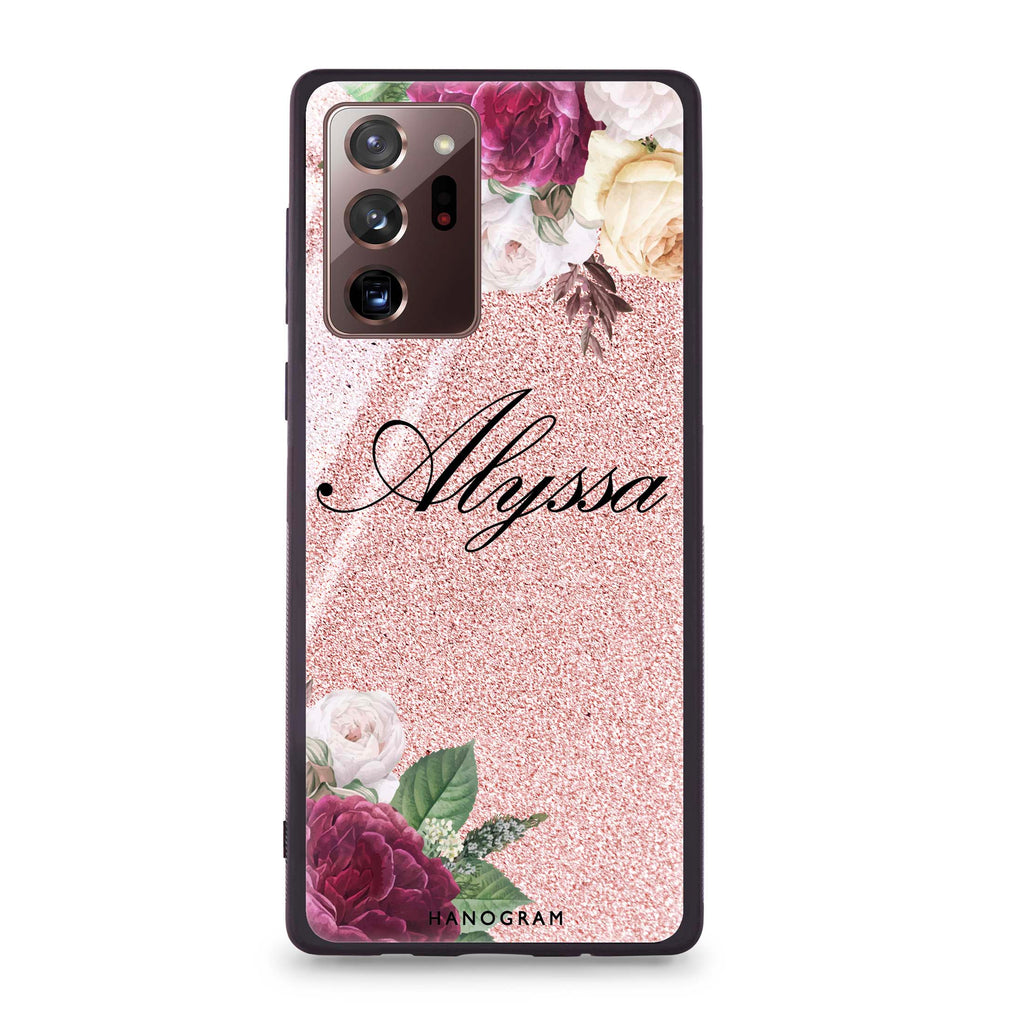 Glittering Floral Samsung Note 20 Ultra Glass Case