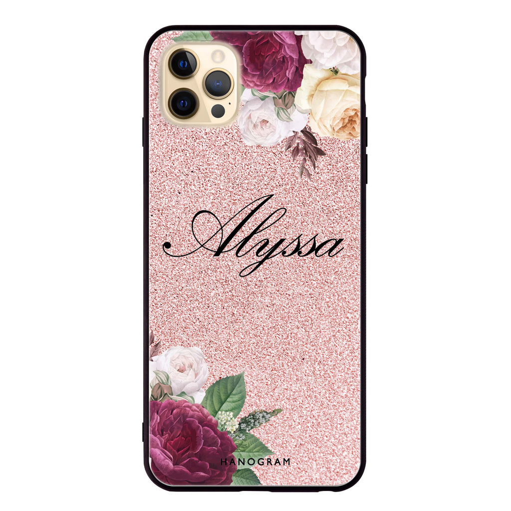 Glittering Floral iPhone 12 Pro Glass Case