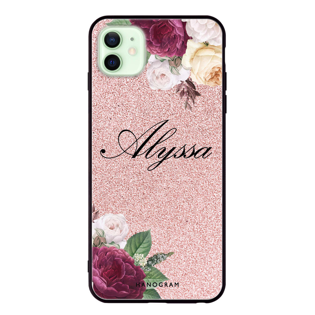 Glittering Floral iPhone 12 Glass Case