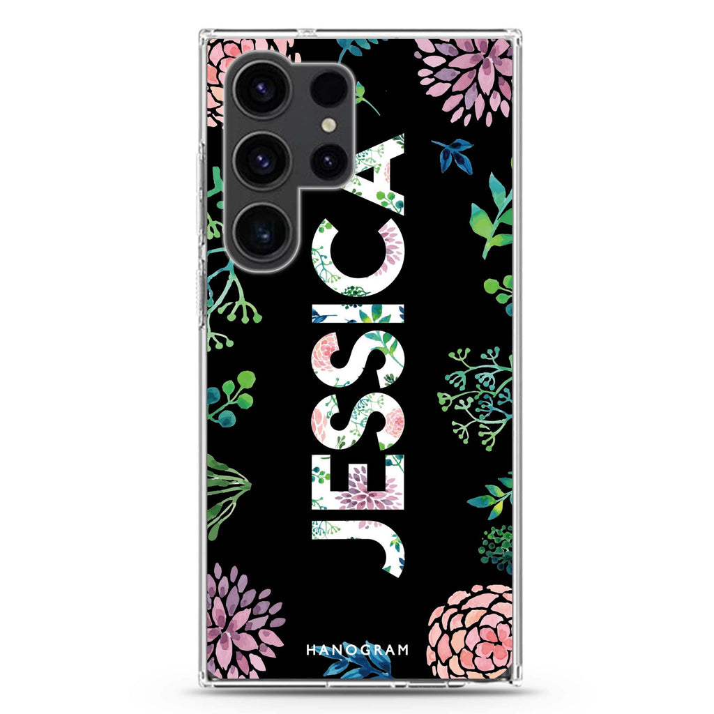 Garden in personalized name Samsung Galaxy S26/S25/S24/S23/S22 Ultra ultra clear case, transparent design, main view