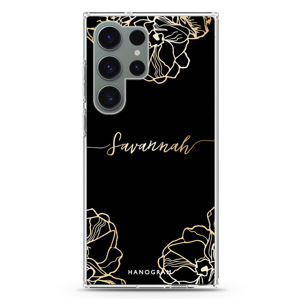 Crafts of Floral personalized name Samsung Galaxy S26/S25/S24/S23/S22 Ultra ultra clear case, transparent design, main view