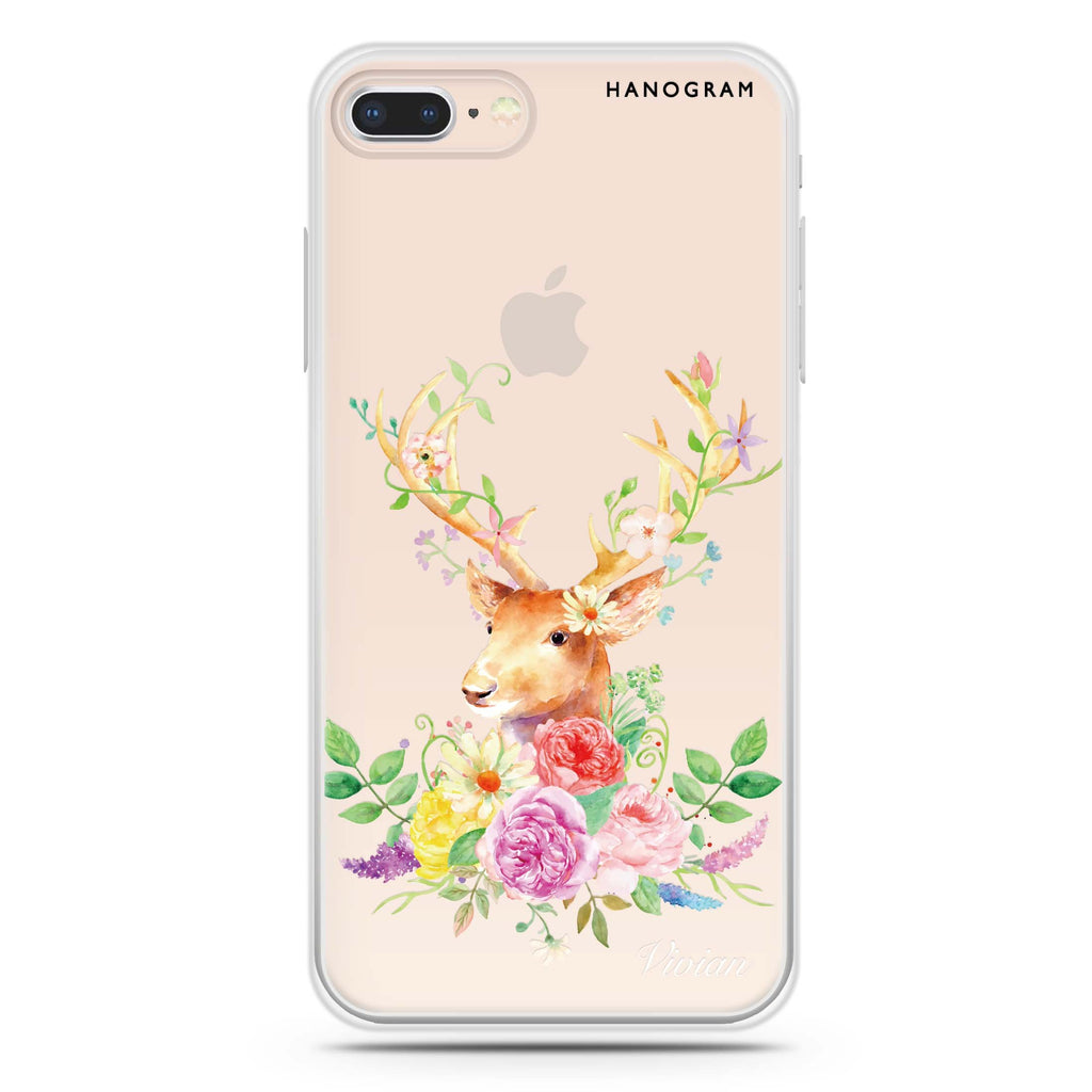 Floral & Deer iPhone 7 Plus Ultra Clear Case
