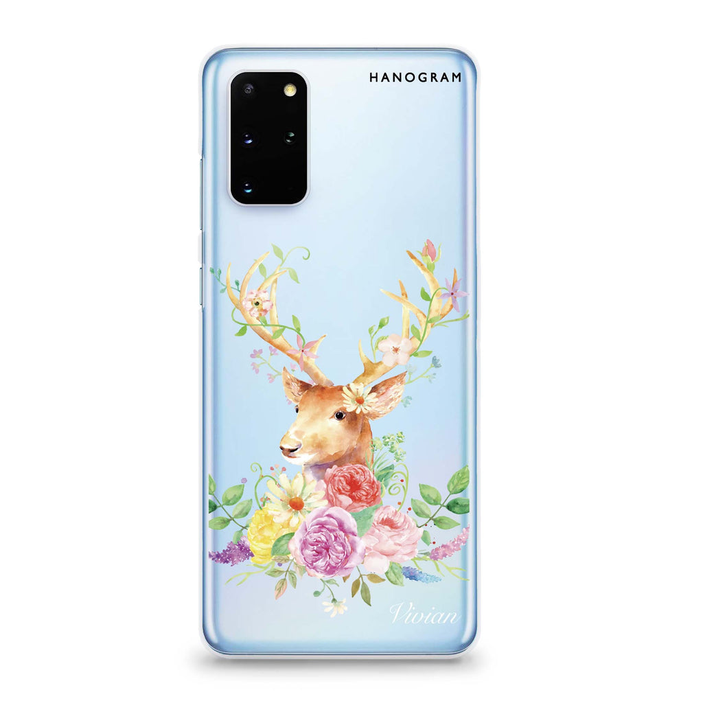Floral & Deer Samsung S20 Soft Clear Case
