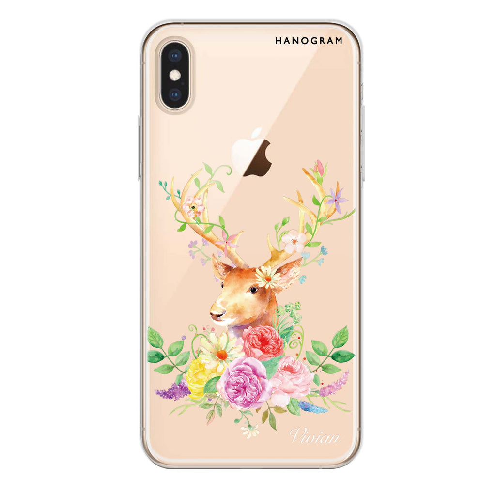 Floral & Deer iPhone XS Max Ultra Clear Case