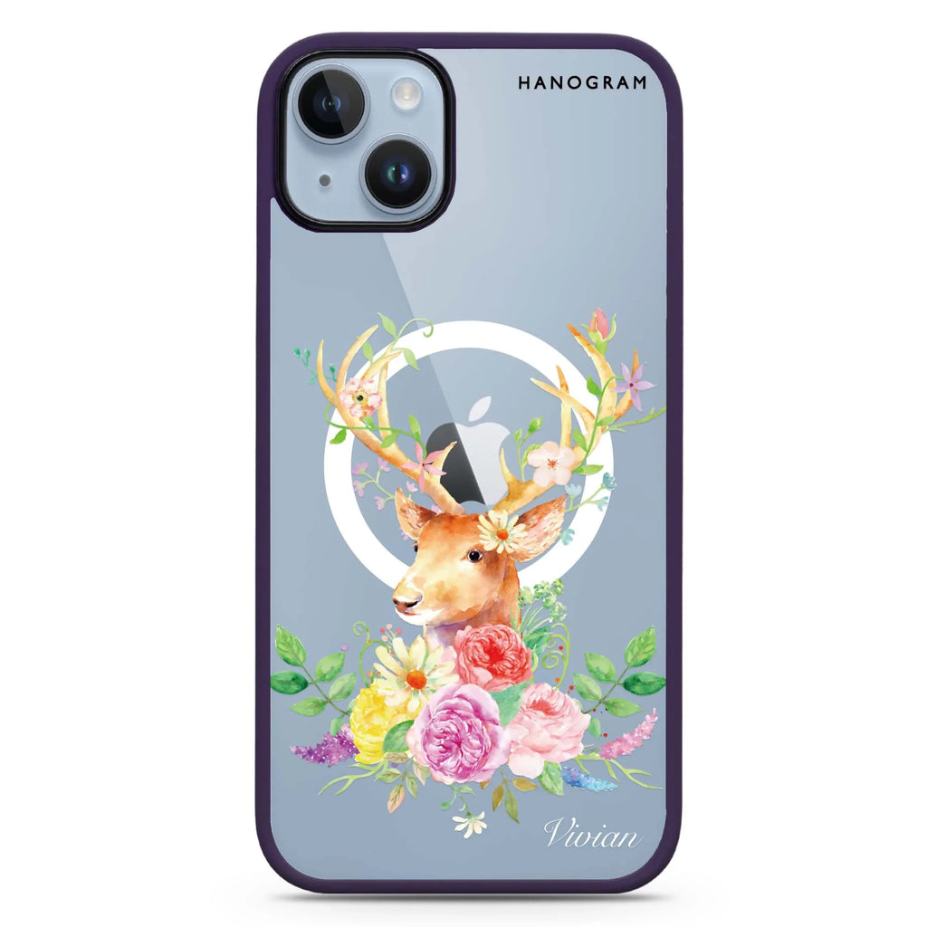 Floral & Deer iPhone 14 Plus MagSafe Compatible Impact Guard Bumper Case