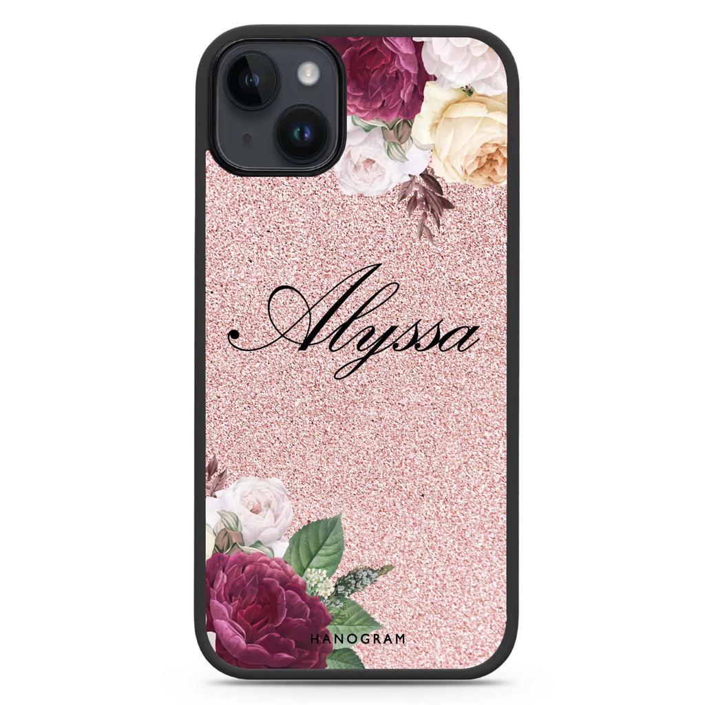 Glittering Floral iPhone 14 Plus MagSafe Compatible Impact Guard Bumper Case