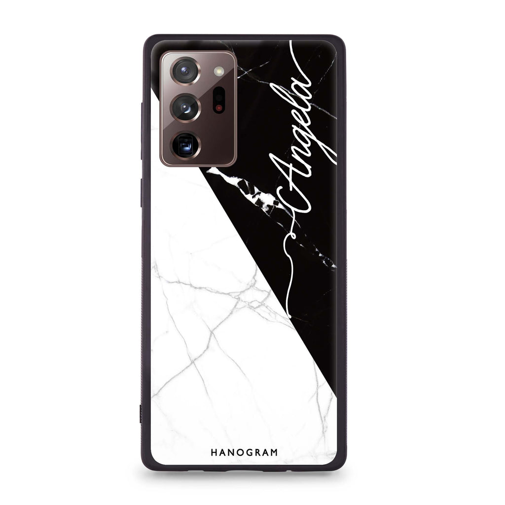 Black And White Marble Samsung Note 20 Ultra Glass Case