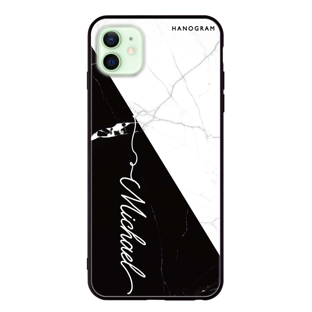 White And Black Marble iPhone 12 mini Glass Case