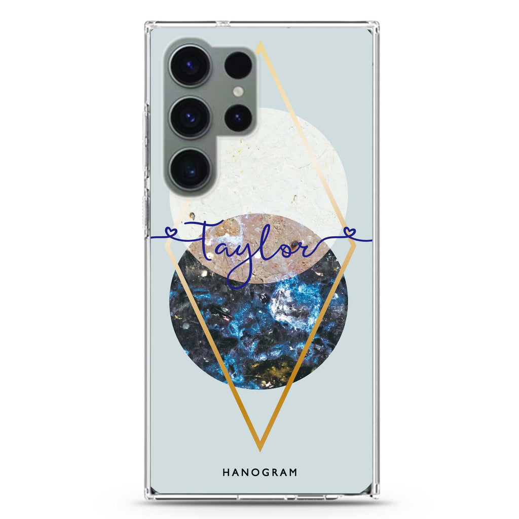 Marble Abstract I personalized name Samsung Galaxy S26/S25/S24/S23/S22 Ultra ultra clear case, transparent design, main view