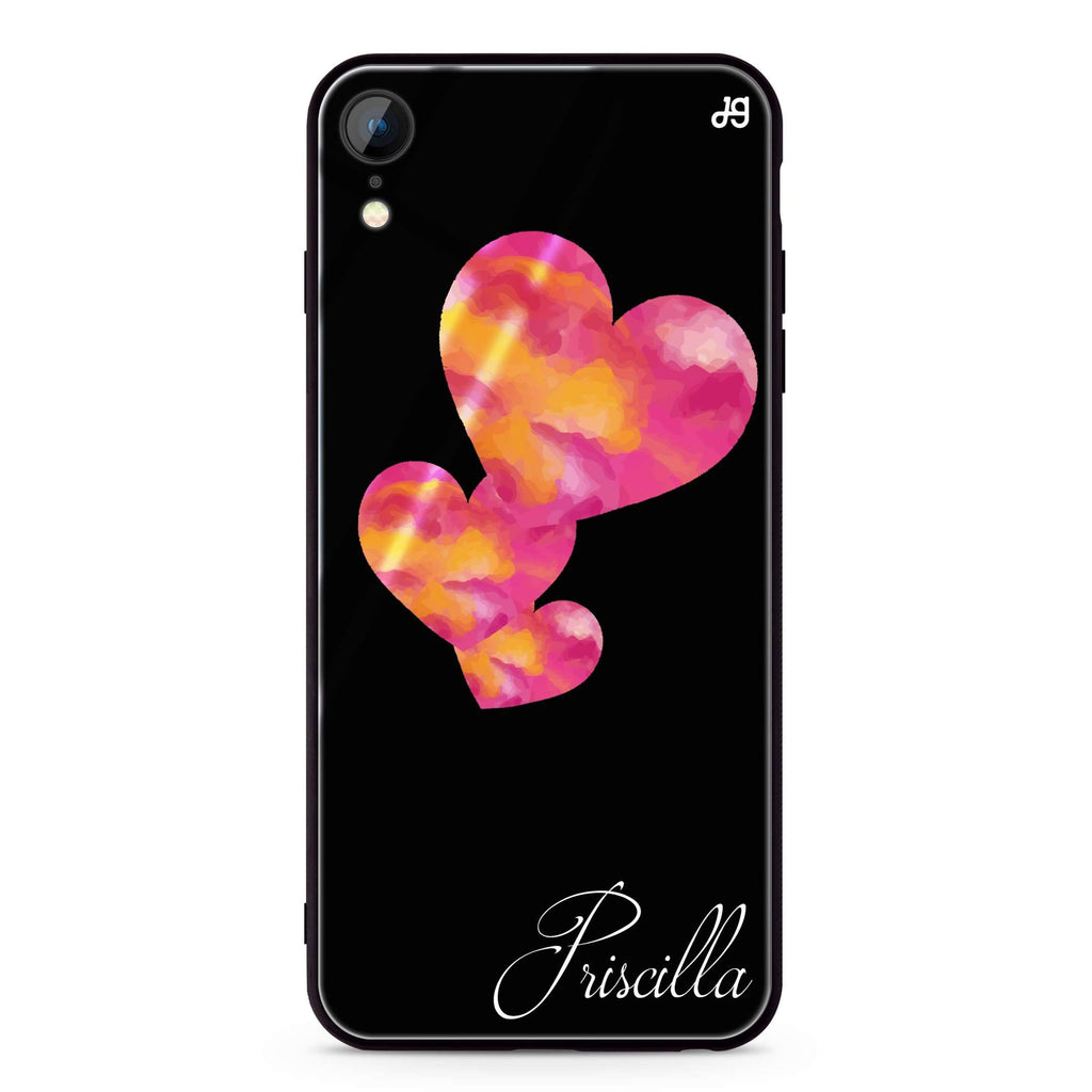 Red Hearts iPhone XR Glass Case