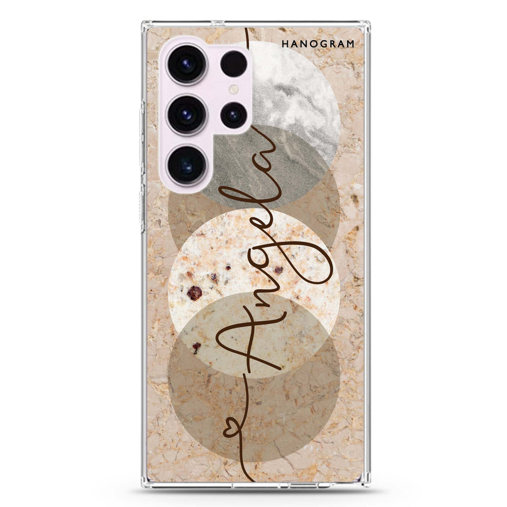 Artistic Marble I personalized name Samsung Galaxy S26/S25/S24/S23/S22 Ultra ultra clear case, transparent design, main view