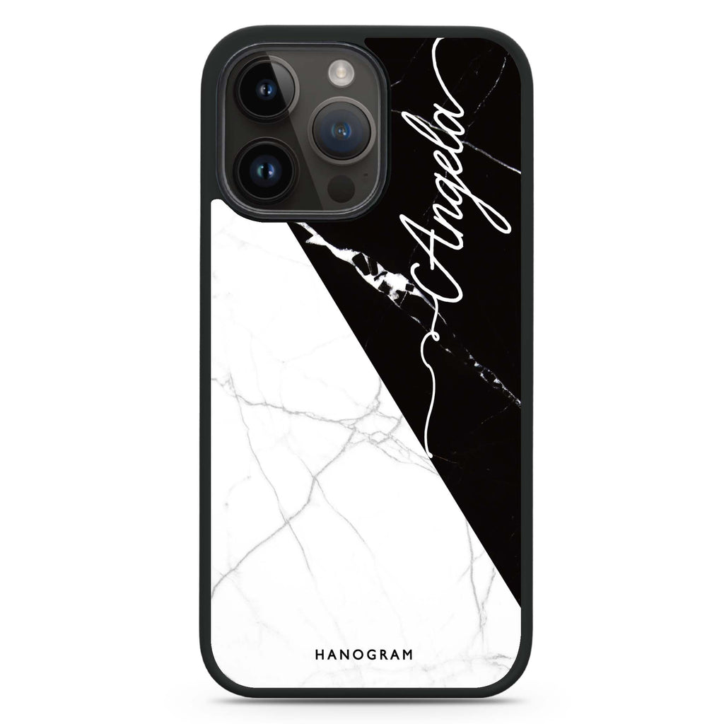 Black And White Marble iPhone 13 Pro Impact Guard Bumper Case