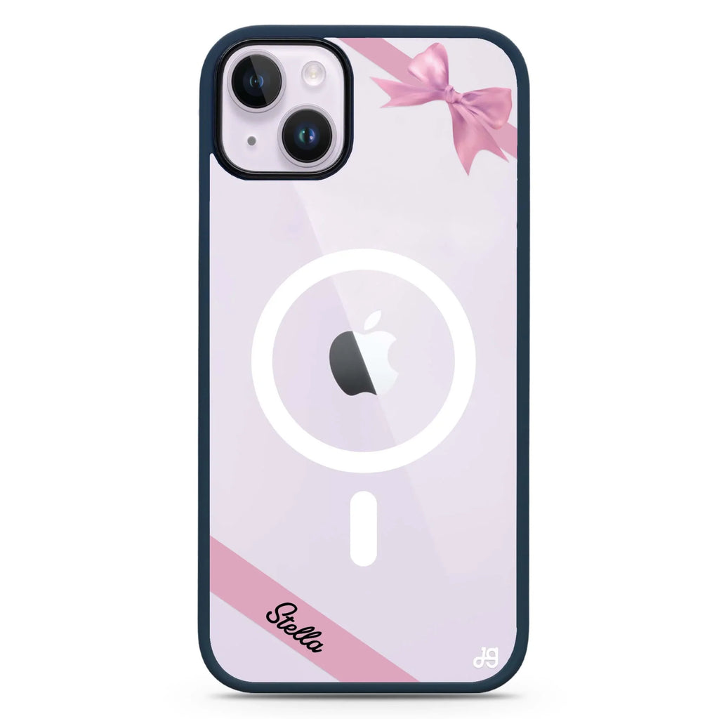 Pink Bow iPhone 14 Plus MagSafe Compatible Impact Guard Bumper Case