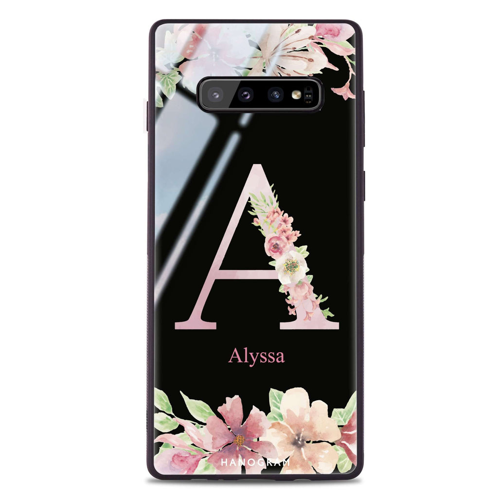 Monogram & Floral Samsung S10 Plus Glass Case