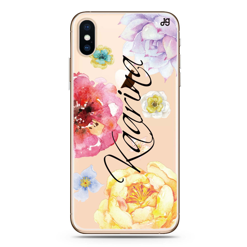 Colorful Watercolor Flowers iPhone X Ultra Clear Case