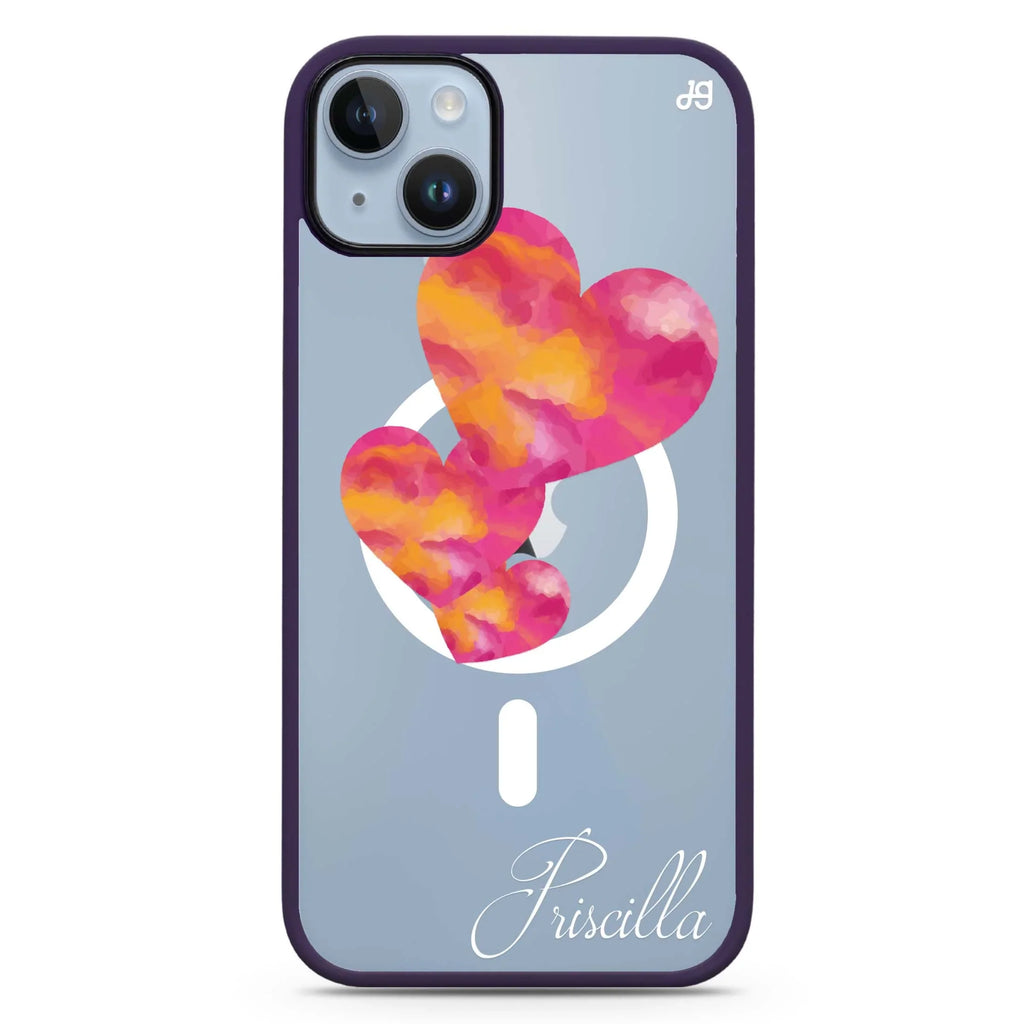 Red Hearts iPhone 14 Plus MagSafe Compatible Impact Guard Bumper Case