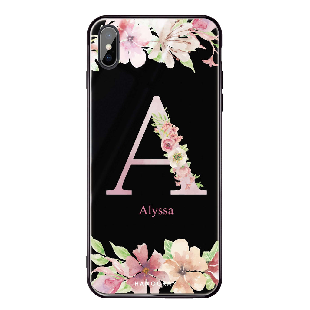 Monogram & Floral iPhone X Glass Case