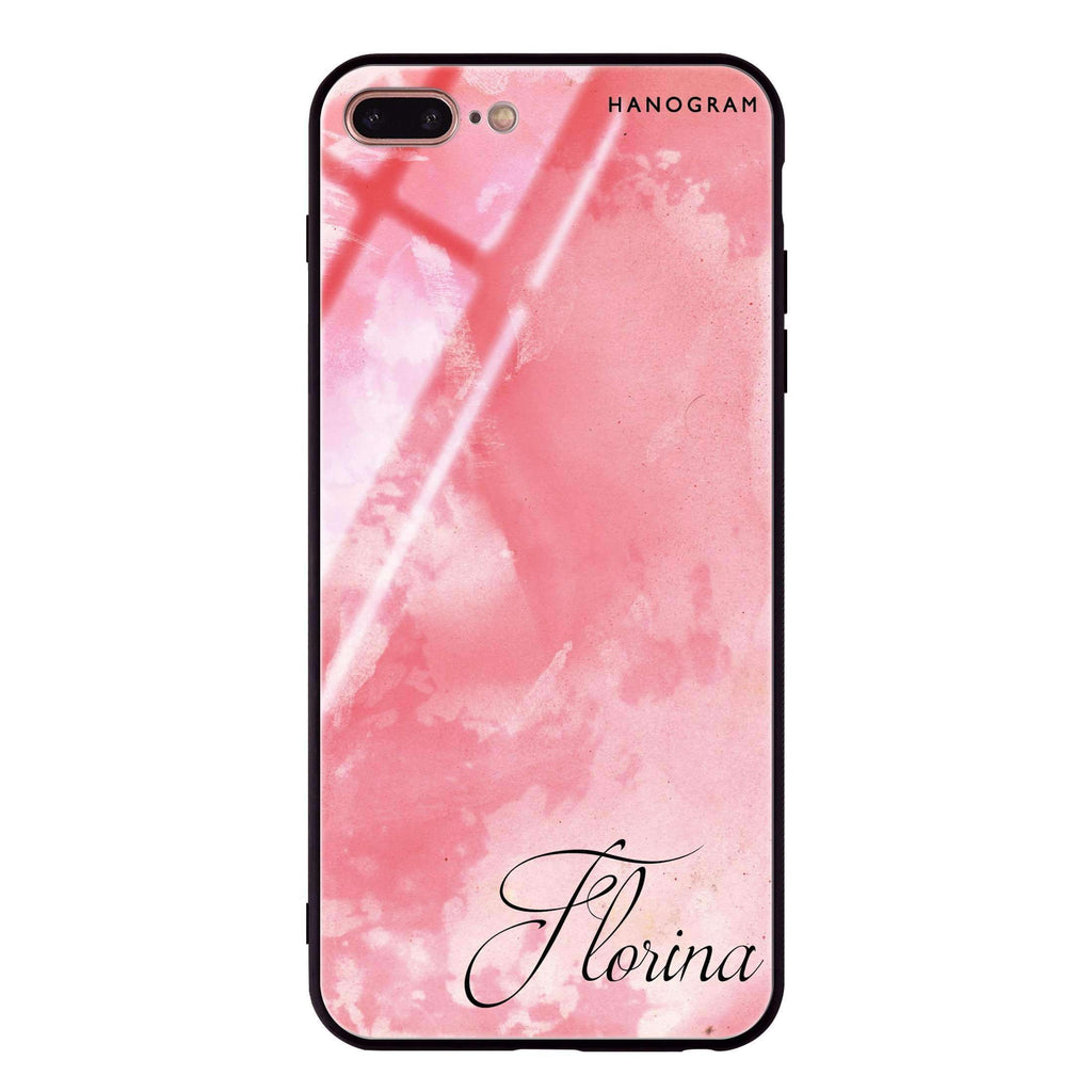 Red Colour Custom Name iPhone 8 Plus Glass Case