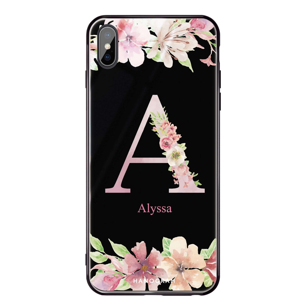 Monogram & Floral iPhone XS Max Glass Case