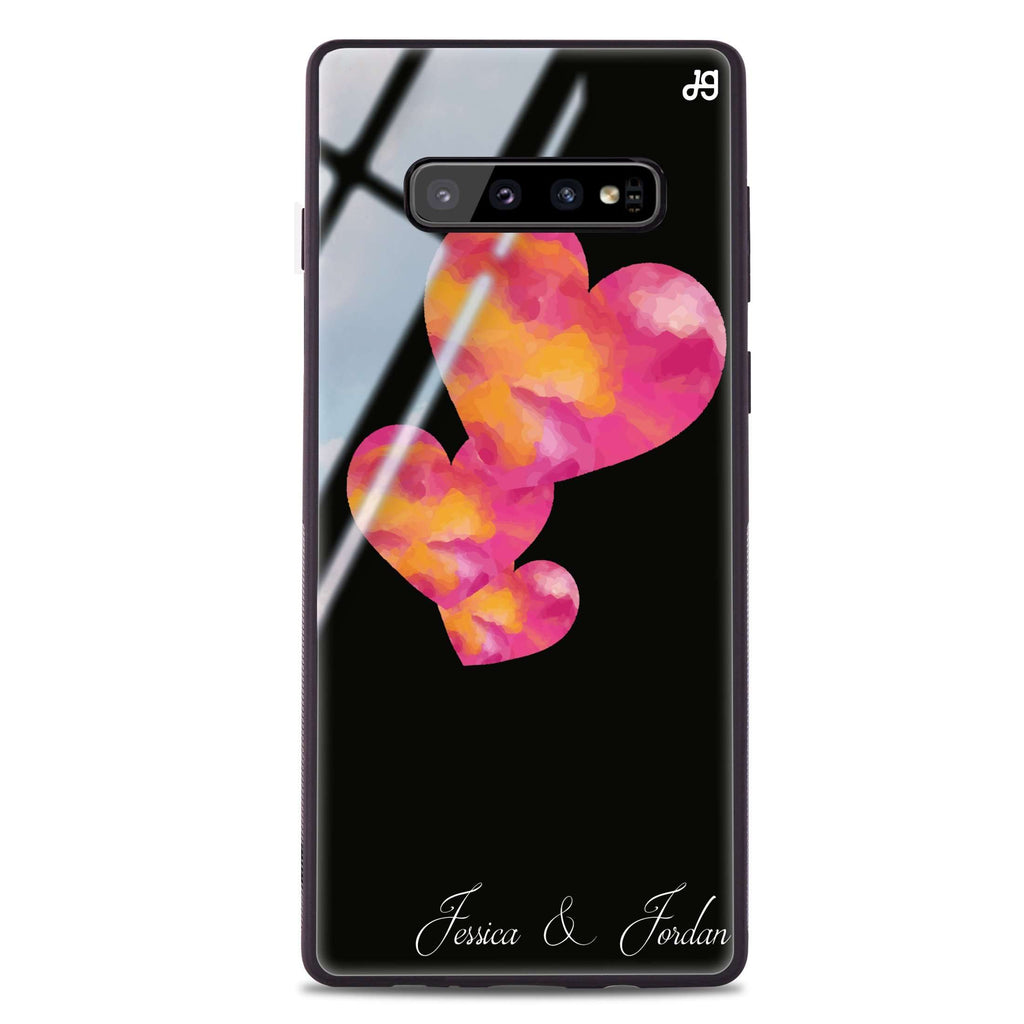 Red Hearts Samsung S10 Plus Glass Case