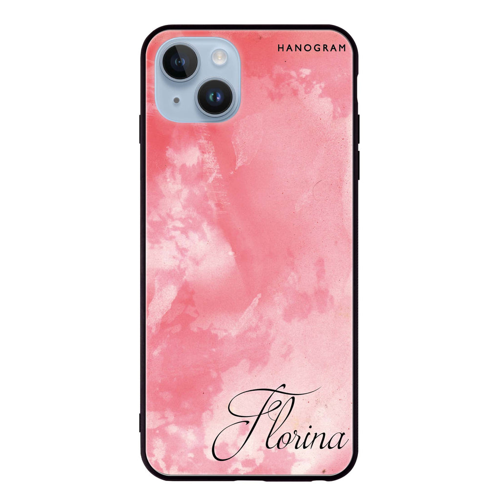 Red Colour Custom Name iPhone 14 Plus Glass Case