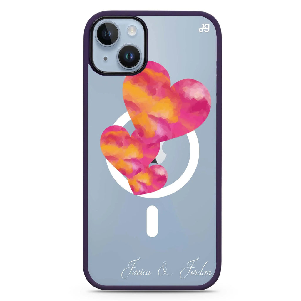 Red Hearts iPhone 14 Plus MagSafe Compatible Impact Guard Bumper Case