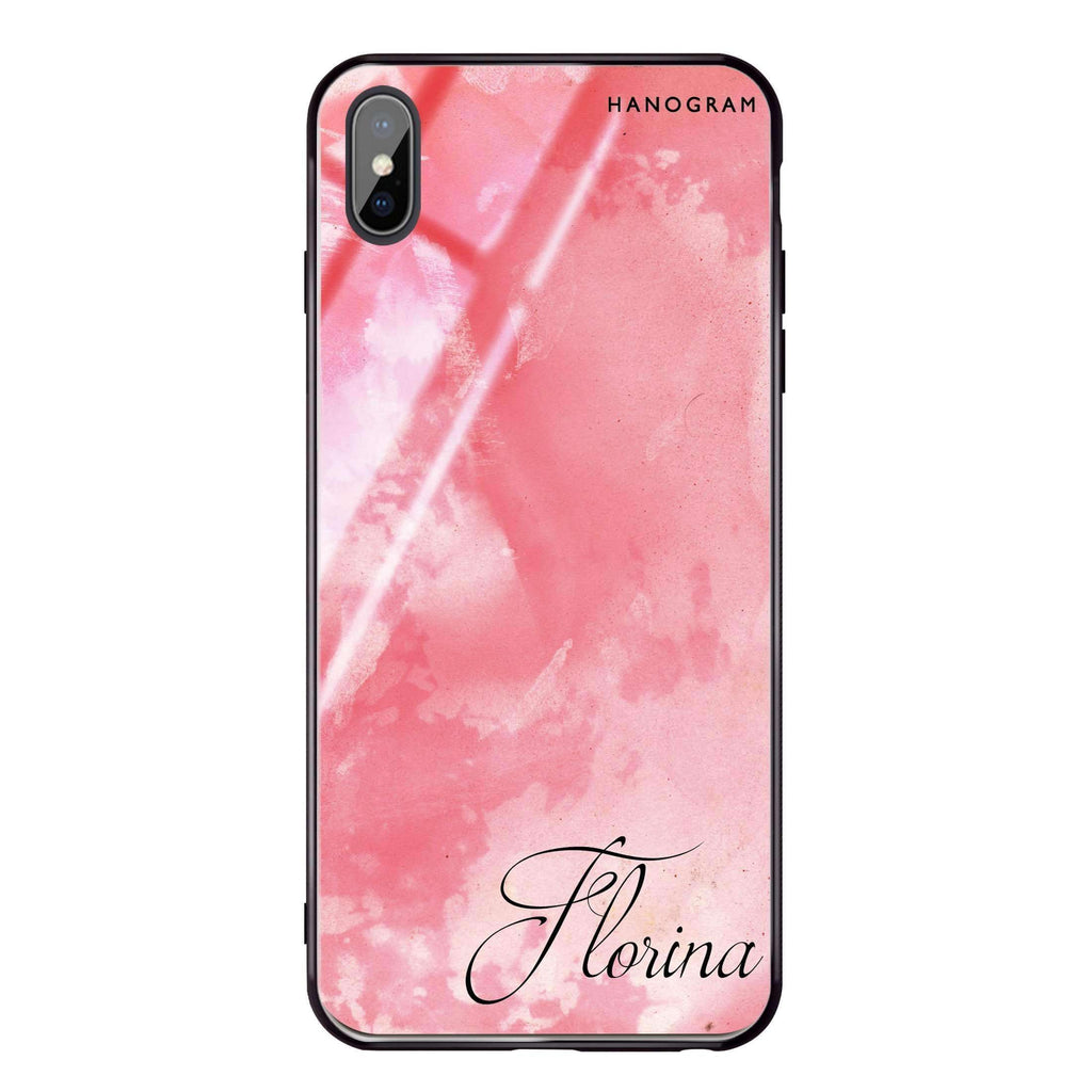 Red Colour Custom Name iPhone X Glass Case