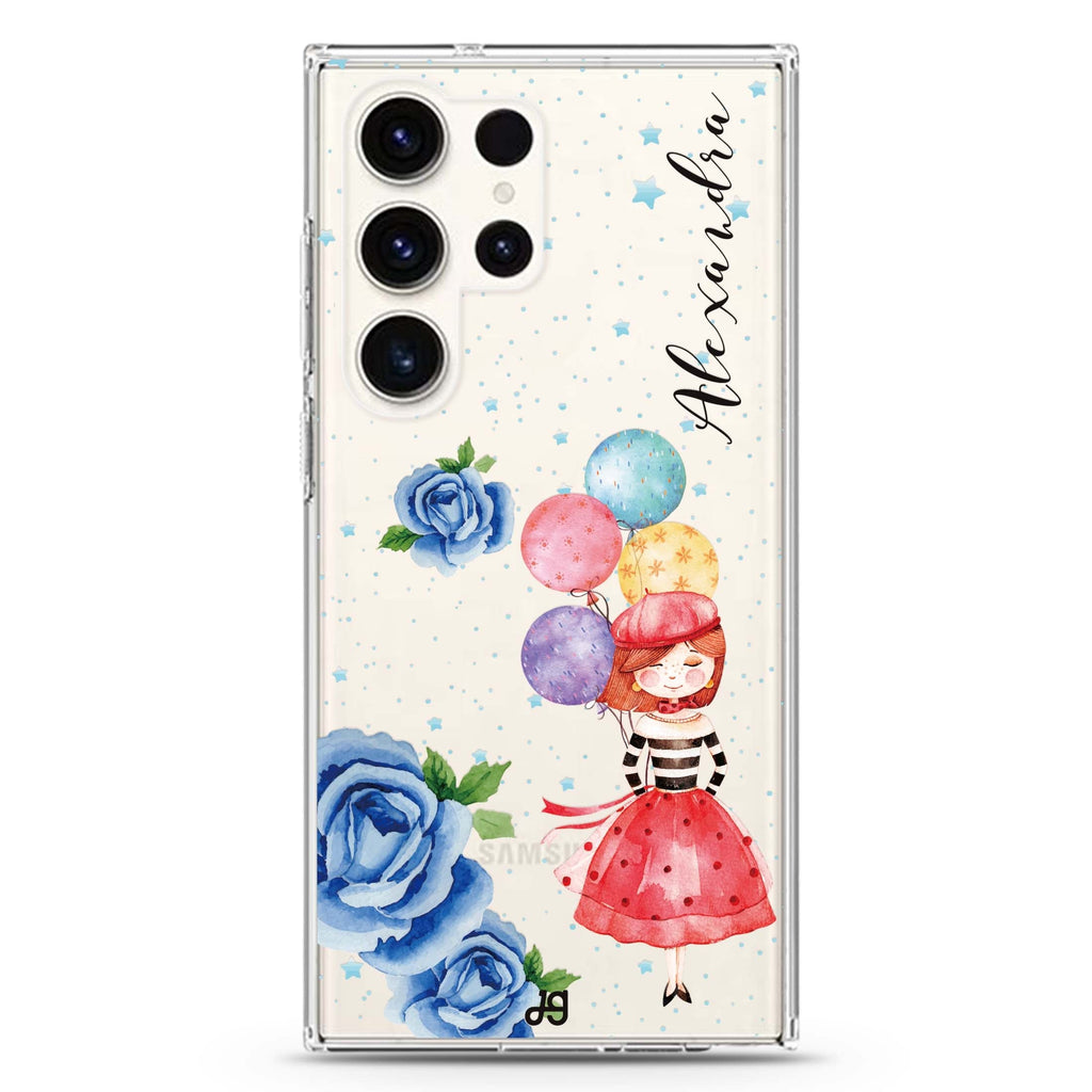 Thumbeina personalized name Samsung Galaxy S26/S25/S24/S23/S22 Ultra ultra clear case, transparent design, main view