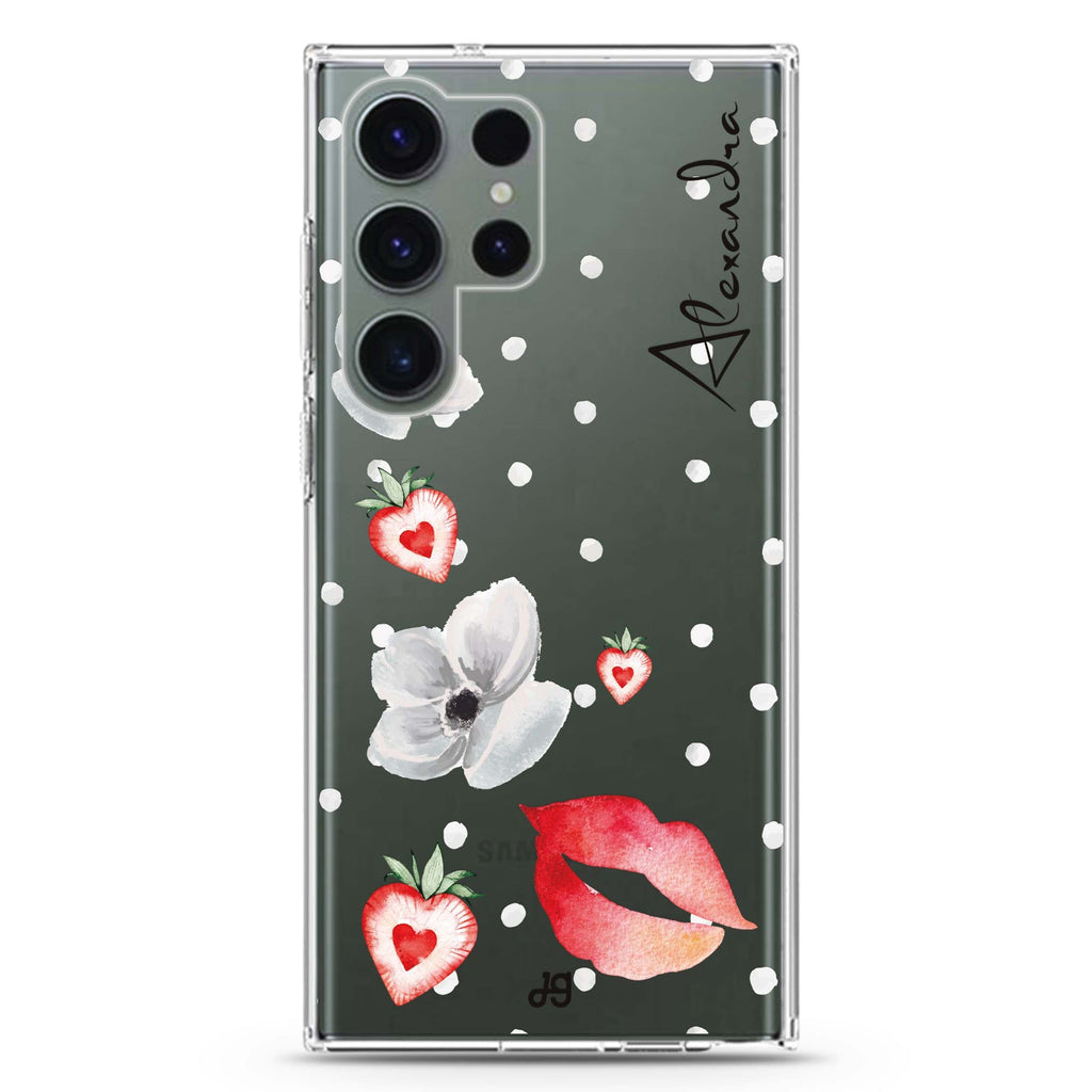 The First Date personalized name Samsung Galaxy S26/S25/S24/S23/S22 Ultra ultra clear case, transparent design, main view