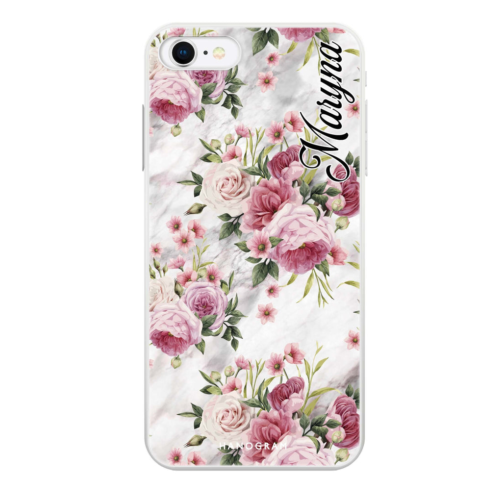 Marble and Pink Floral iPhone SE Ultra Clear Case