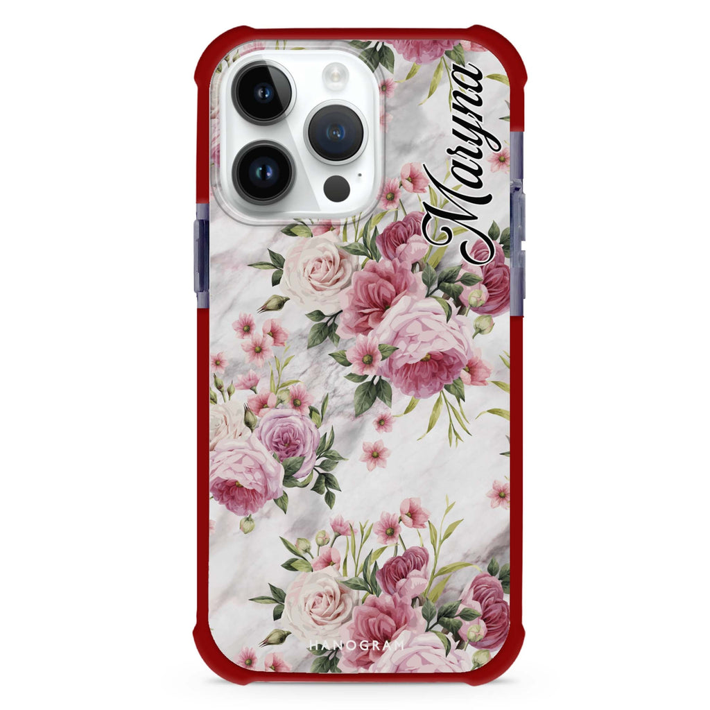 Marble and Pink Floral Ultra Shockproof Case