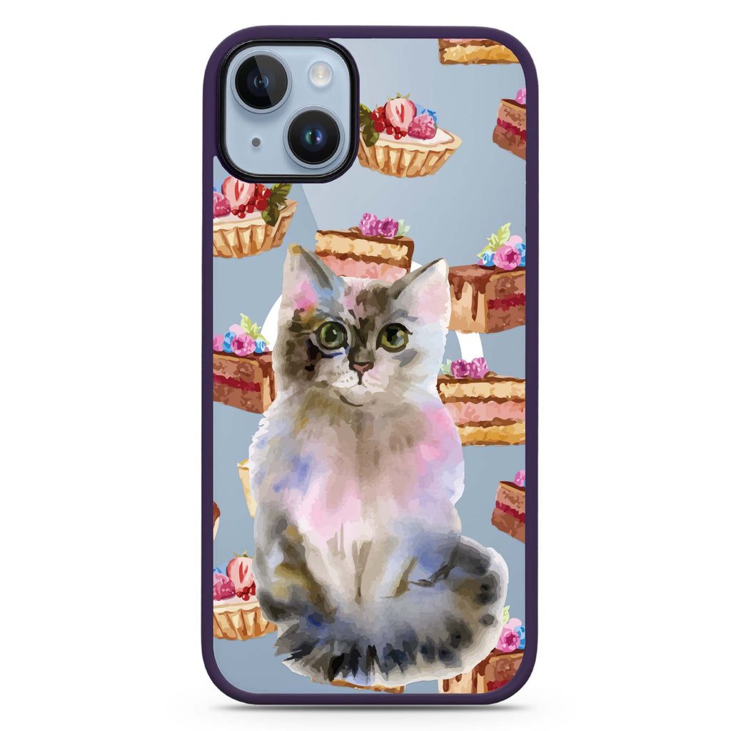 Watercolour Cat iPhone 14 Plus MagSafe Compatible Impact Guard Bumper Case