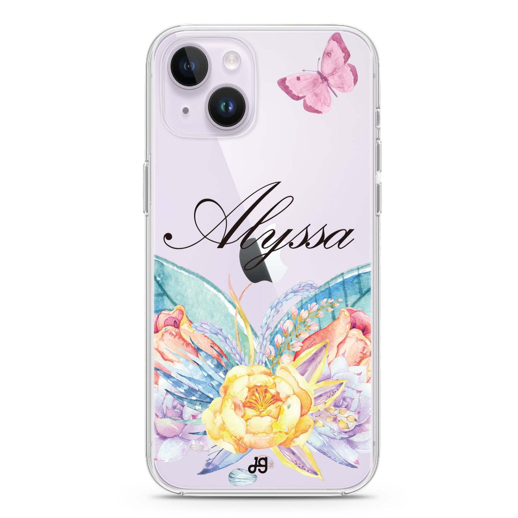 Butterfly and Abloom Rose iPhone 13 Ultra Clear Case