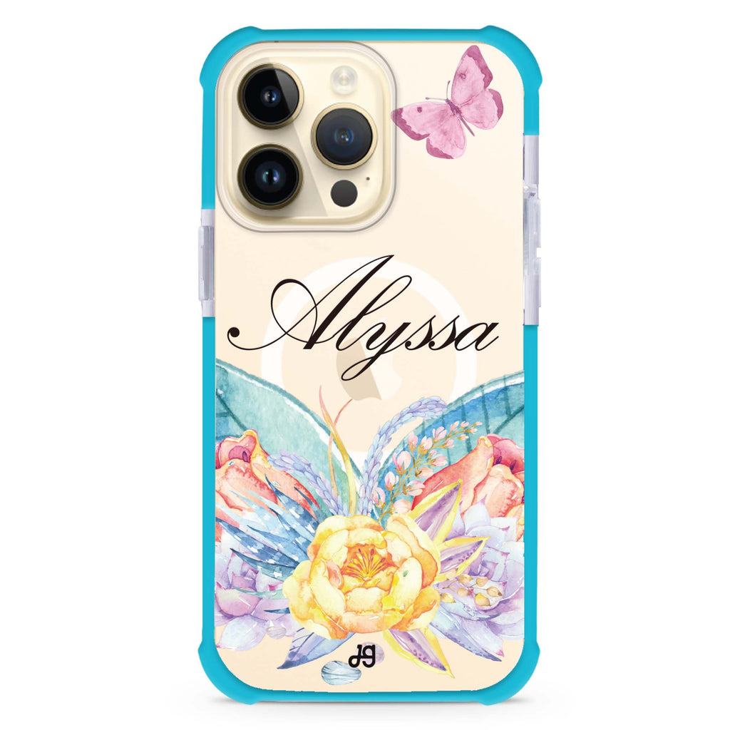 Butterfly and Abloom Rose MagSafe Compatible Ultra Shockproof Case