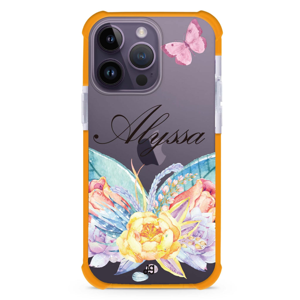 Butterfly and Abloom Rose Ultra Shockproof Case