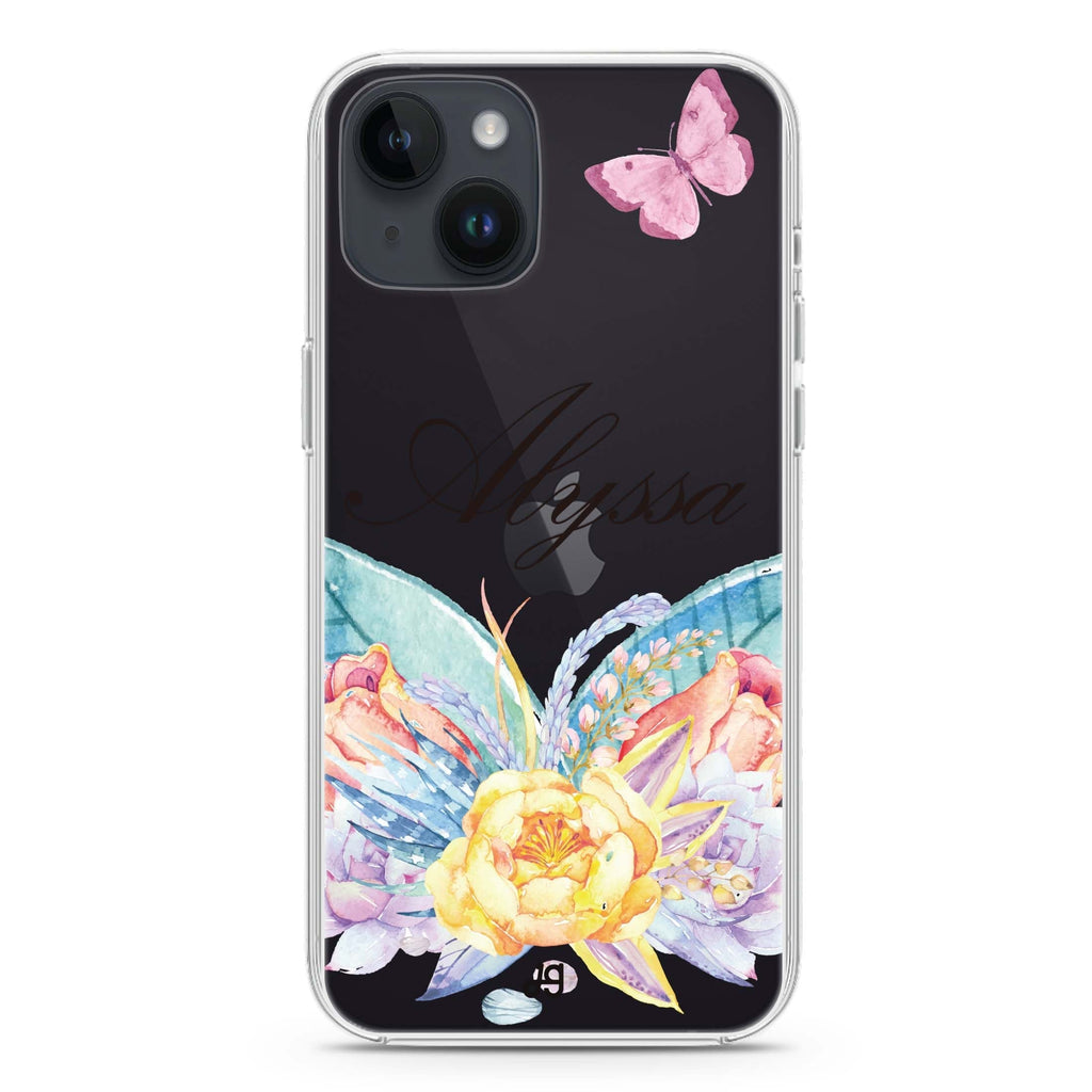 Butterfly and Abloom Rose iPhone 13 Ultra Clear Case