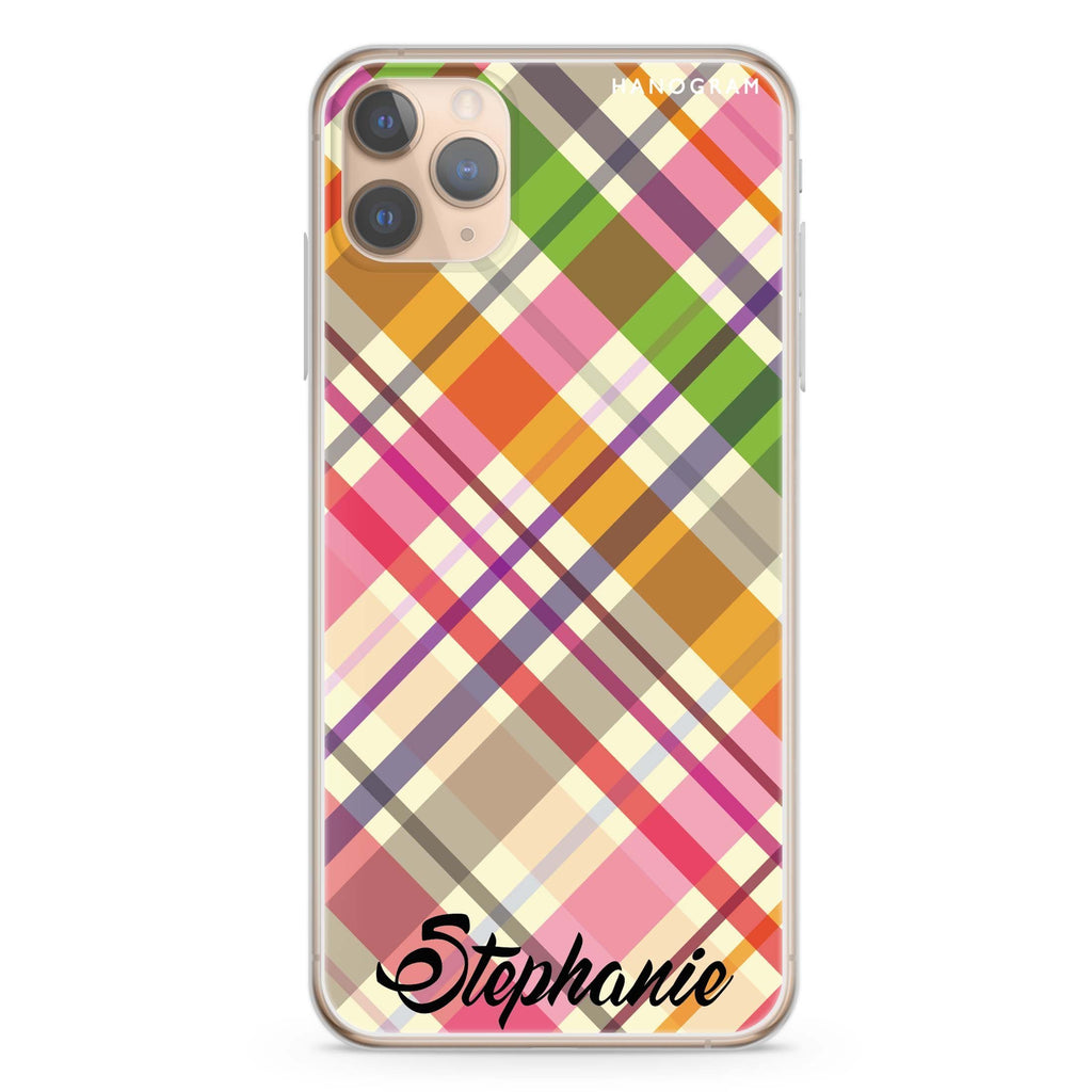 Colourful Checker Custom Name iPhone 11 Pro Max Ultra Clear Case