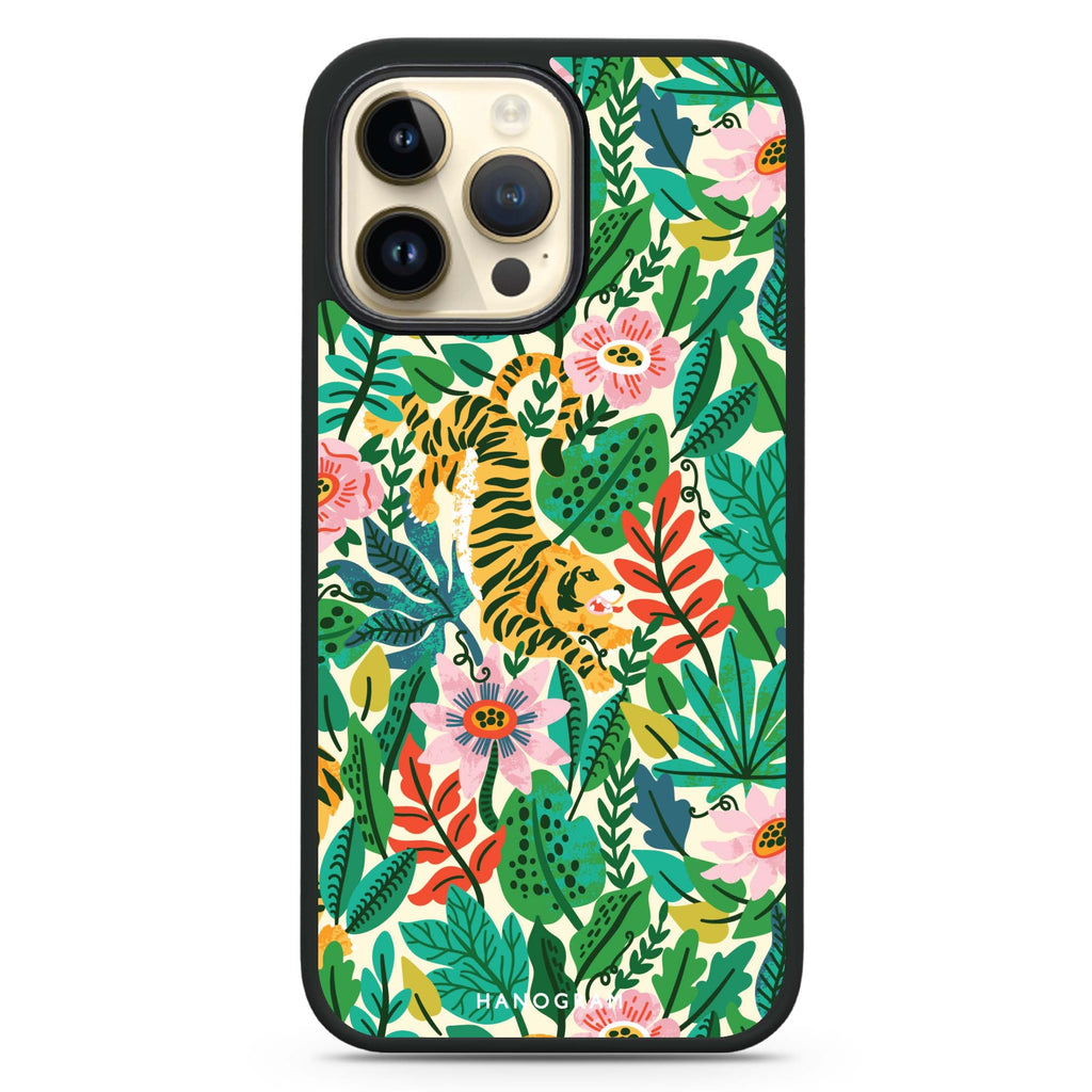 Tiger & Floral iPhone 14 Pro Max MagSafe Compatible Impact Guard Bumper Case