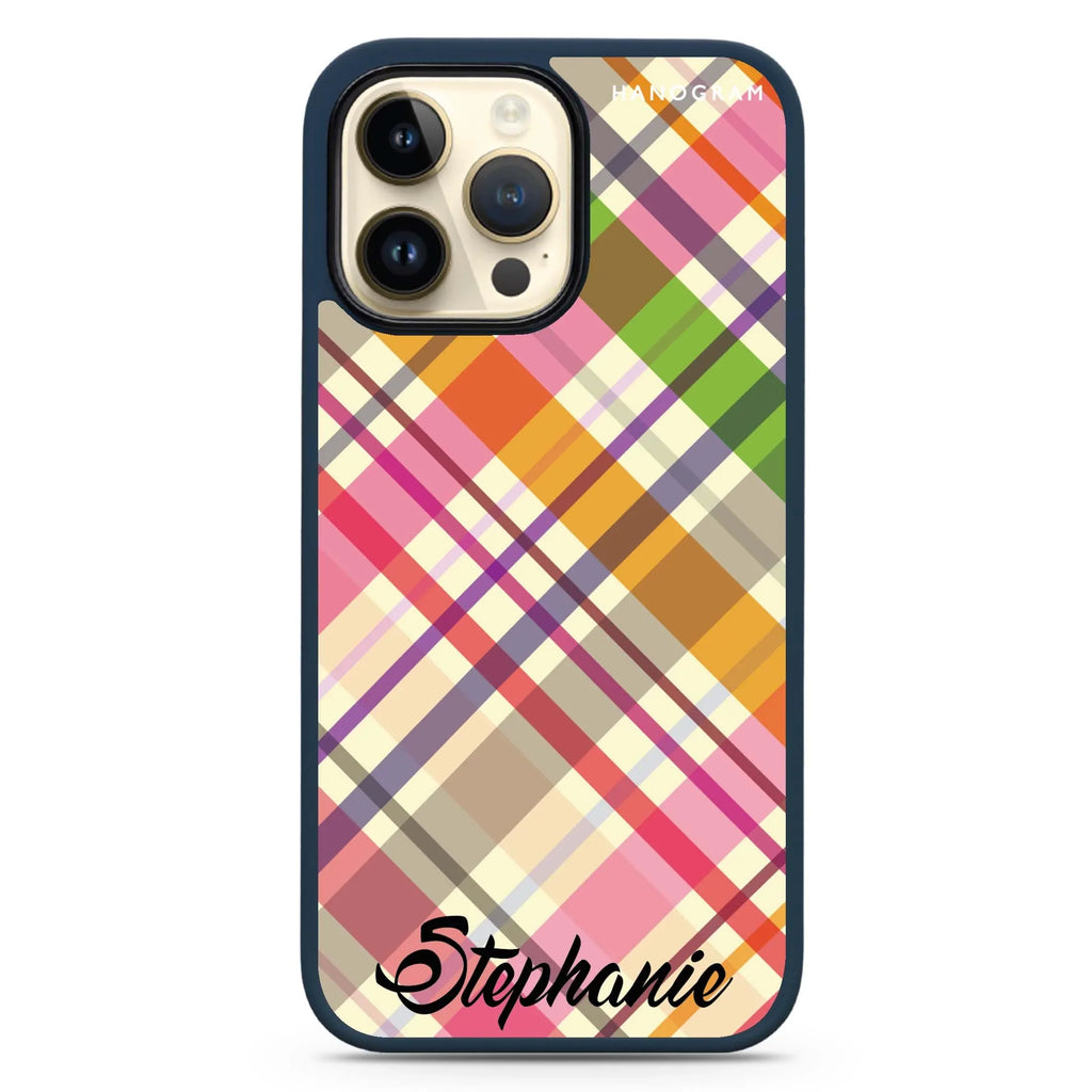 Colourful Checker Custom Name MagSafe Compatible Impact Guard Bumper Case