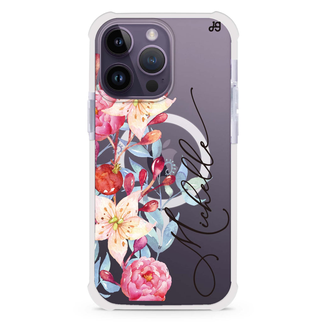 Pink Watercolor Floral Bouquet MagSafe Compatible Ultra Shockproof Case